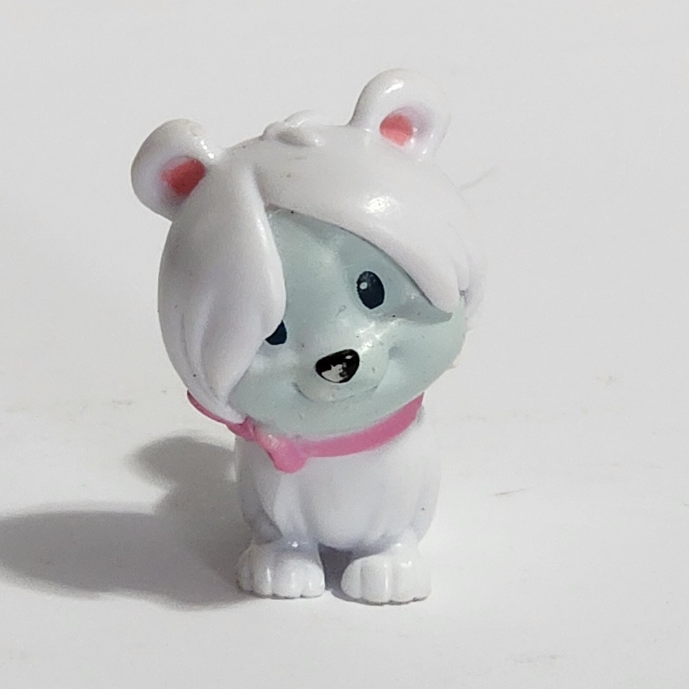 Disney Minnie Mouse SNOWPUFF Pink Bow White Dog Plastic Figure 1.5"x2"